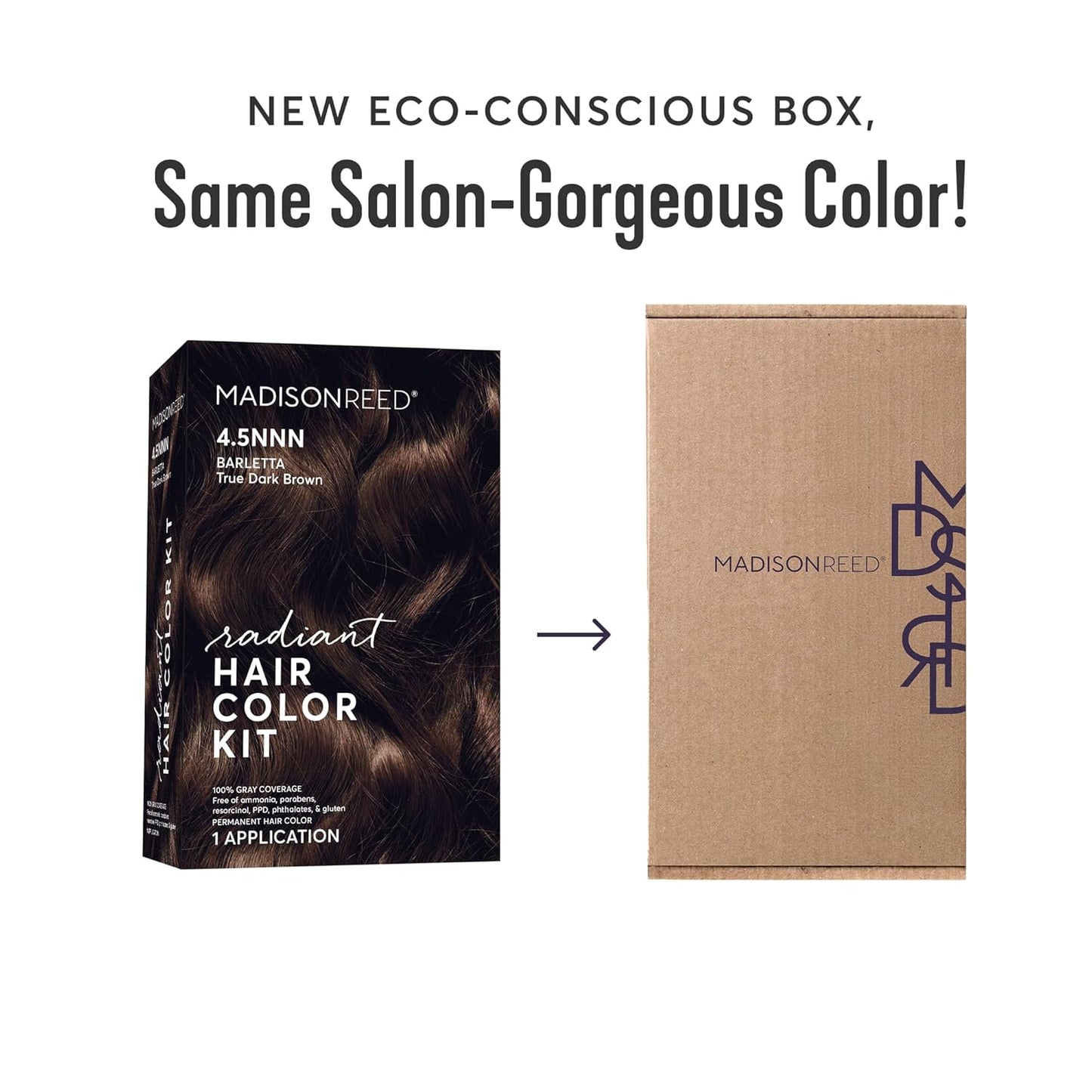 Radiant Hair Color Kit - 4.5NNN Darkest Brown Permanent Dye for Resistant Grays | PPD-Free & Ammonia-Free