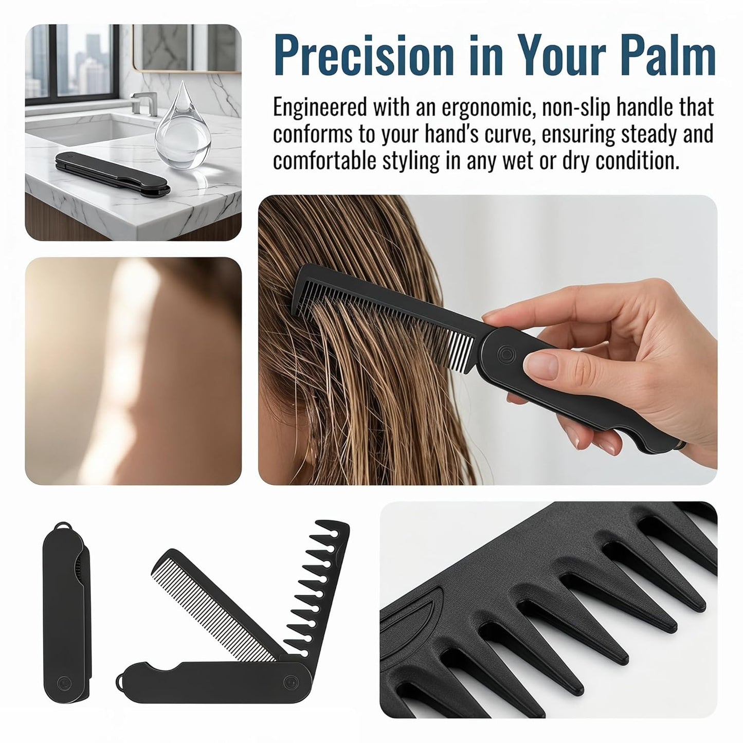 Upgraded Texture Comb for Men - Wide Tooth Volumizing Hair Tool | ABS Anti-Slip Design for Maximum Volume