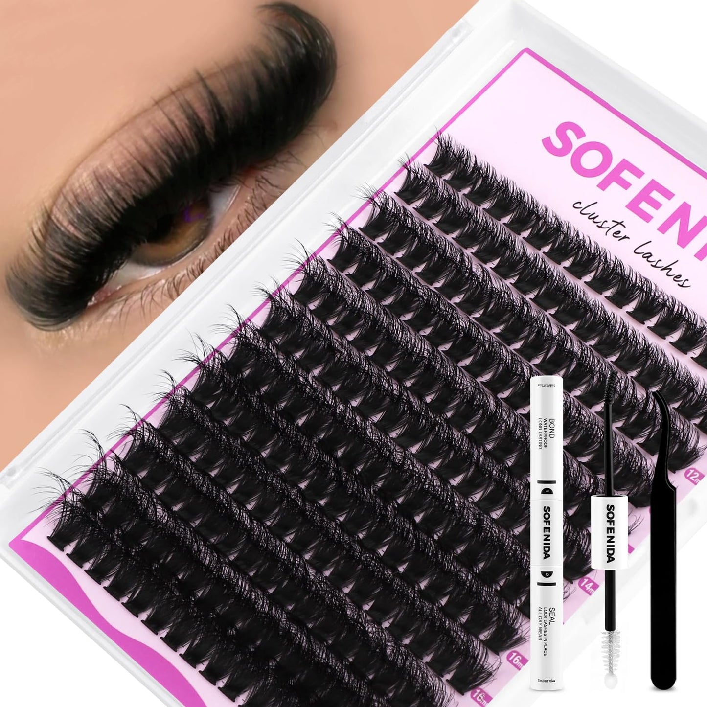 Lash Clusters Kit - 80D Volume Eyelash Extensions | 10-18mm D Curly 3D Wispy DIY Cluster Lashes