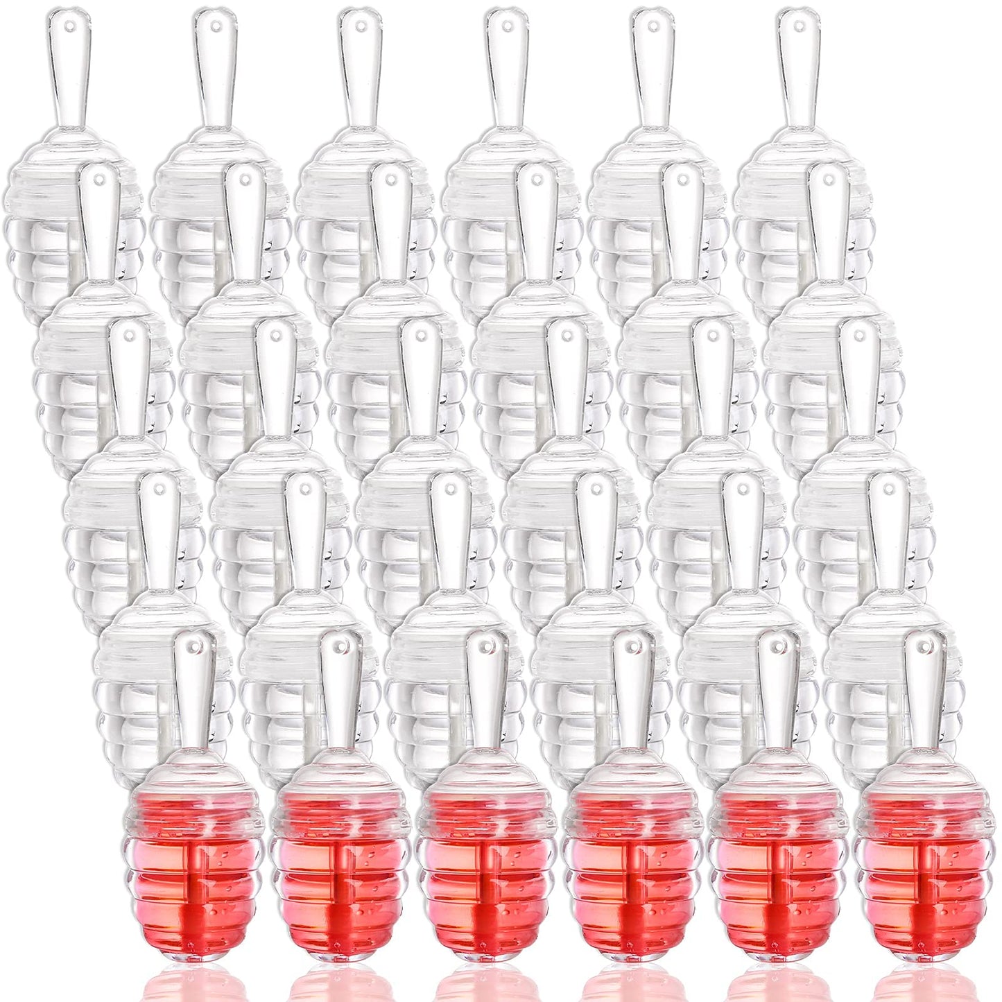 DEAYOU 30 Pack Empty Lip Gloss Tubes with Wand, Honey Pots Shaped Refillable Plastic Lipgloss Containers, Clear Lipstick Brush Bottles for Women DIY Makeup, Lipgloss Making Kit, 0.2OZ/ 6ml