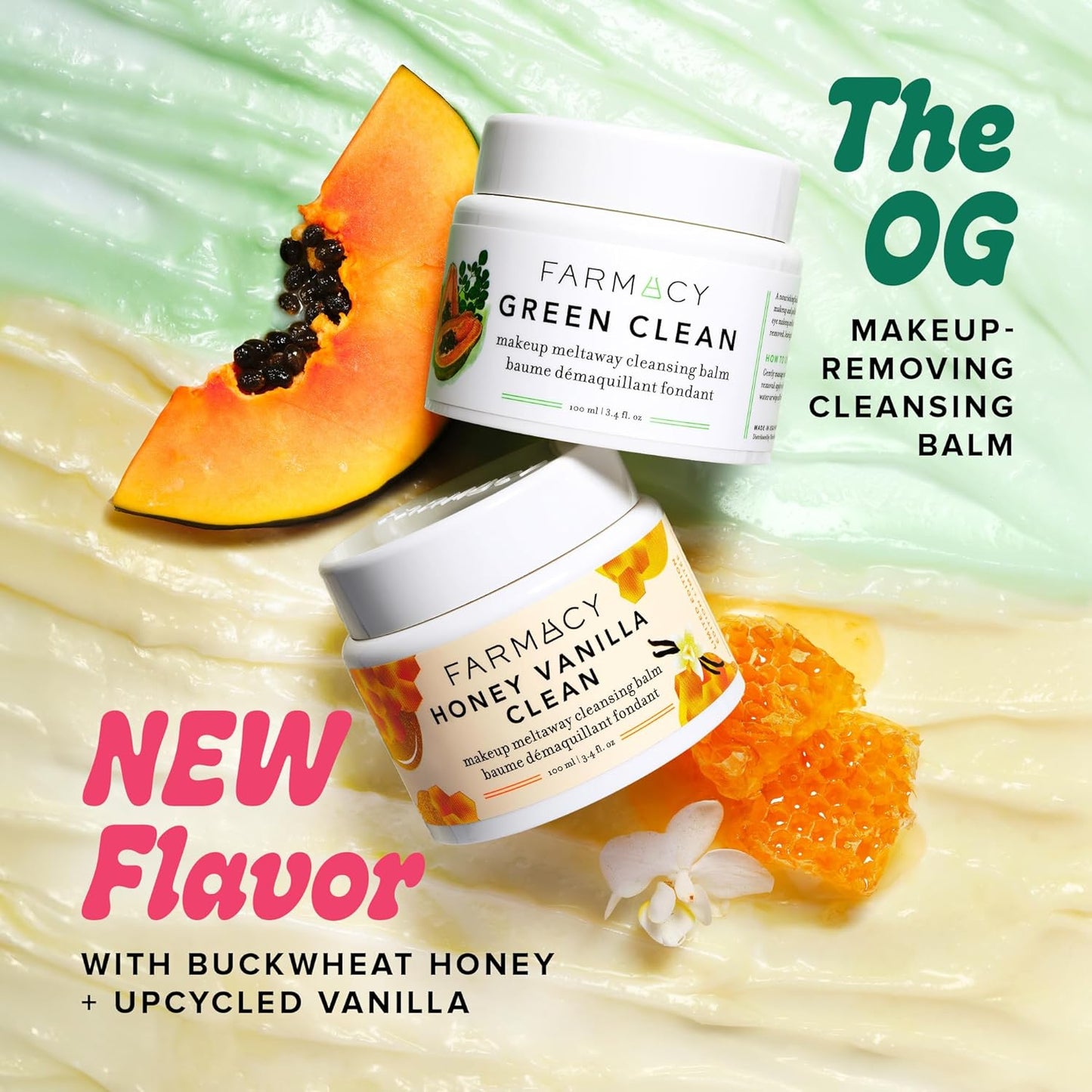 Farmacy Makeup Remover Cleansing Balm - Honey Vanilla Oil Cleanser for Face | Hydrating & Gentle Makeup Removal (100ml)