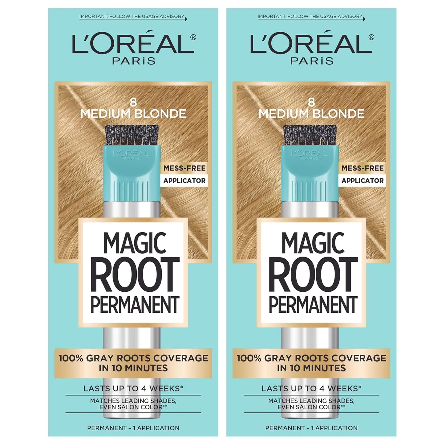 L'Oreal Paris Magic Root Hair Color Kit - 100% Gray Coverage in 10 Minutes | 2 Black Shades (2 Count)