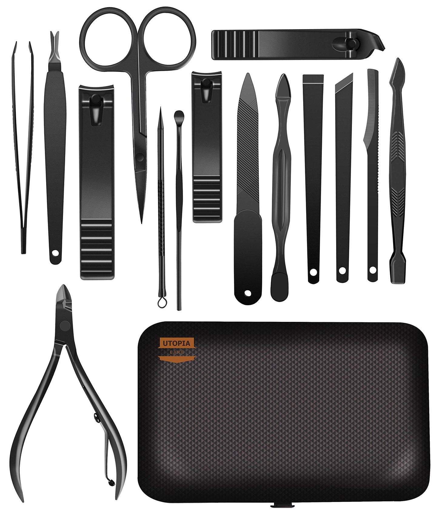 Utopia Care Manicure Kit for Women and Men, Manicure Set with Nail Clippers, Nail Kit Includes Fingernail & Toenail Clippers,16Pcs Pedicure Kit Stocking Stuffers with Travel Case, Yellow