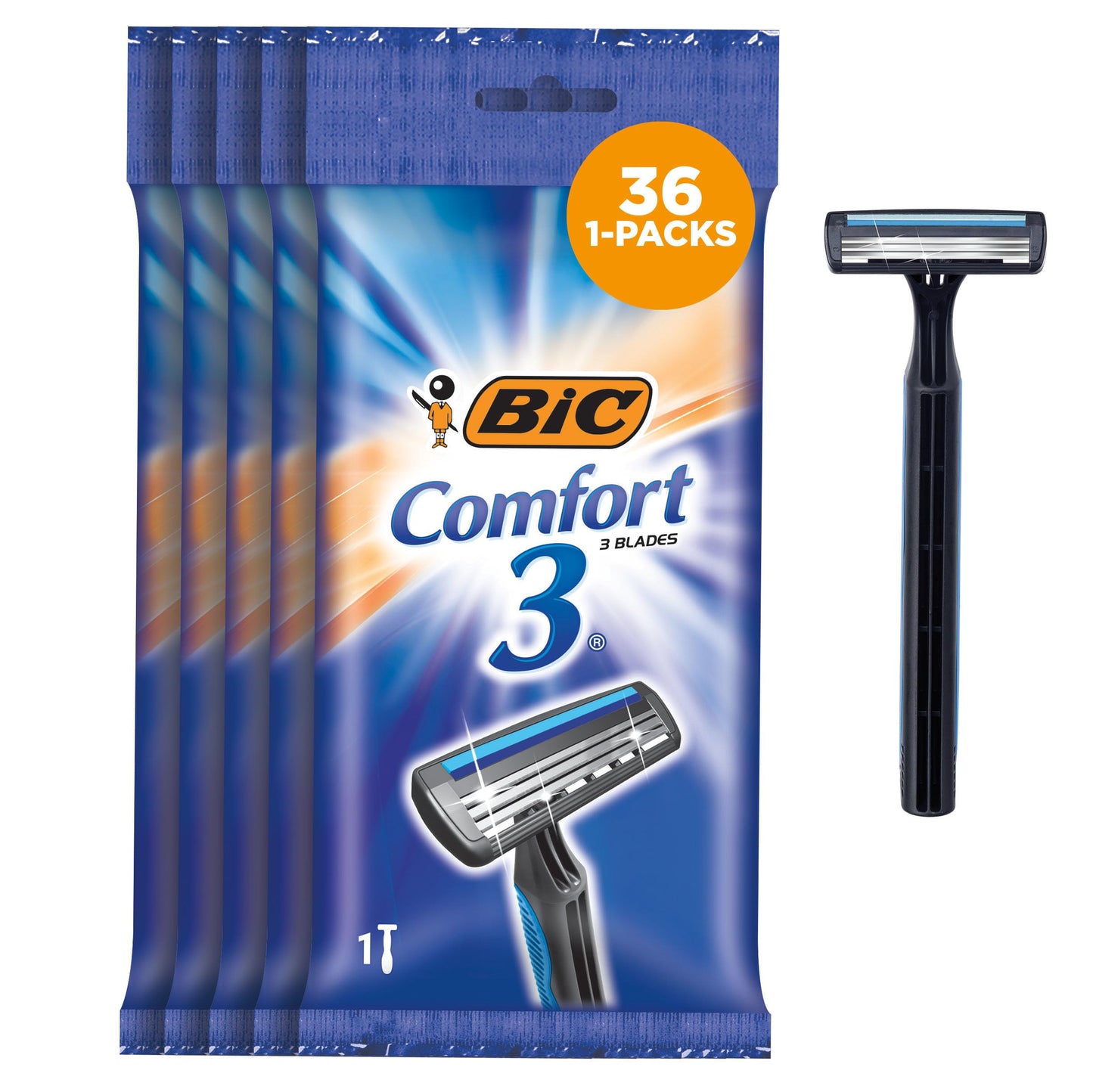 BIC Comfort 3 Disposable Razors, Long-Lasting 3-Blade Razors for Men, Perfect razors Designed for Smooth and Comfortable Shave, 1-Count