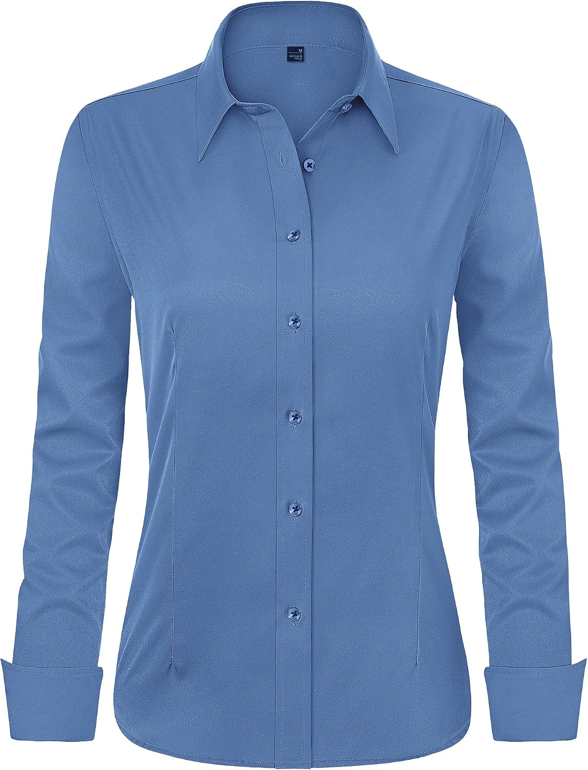 J.VER Women's Long Sleeve Dress Shirt - Wrinkle-Free Business Casual Blouse for Office Work