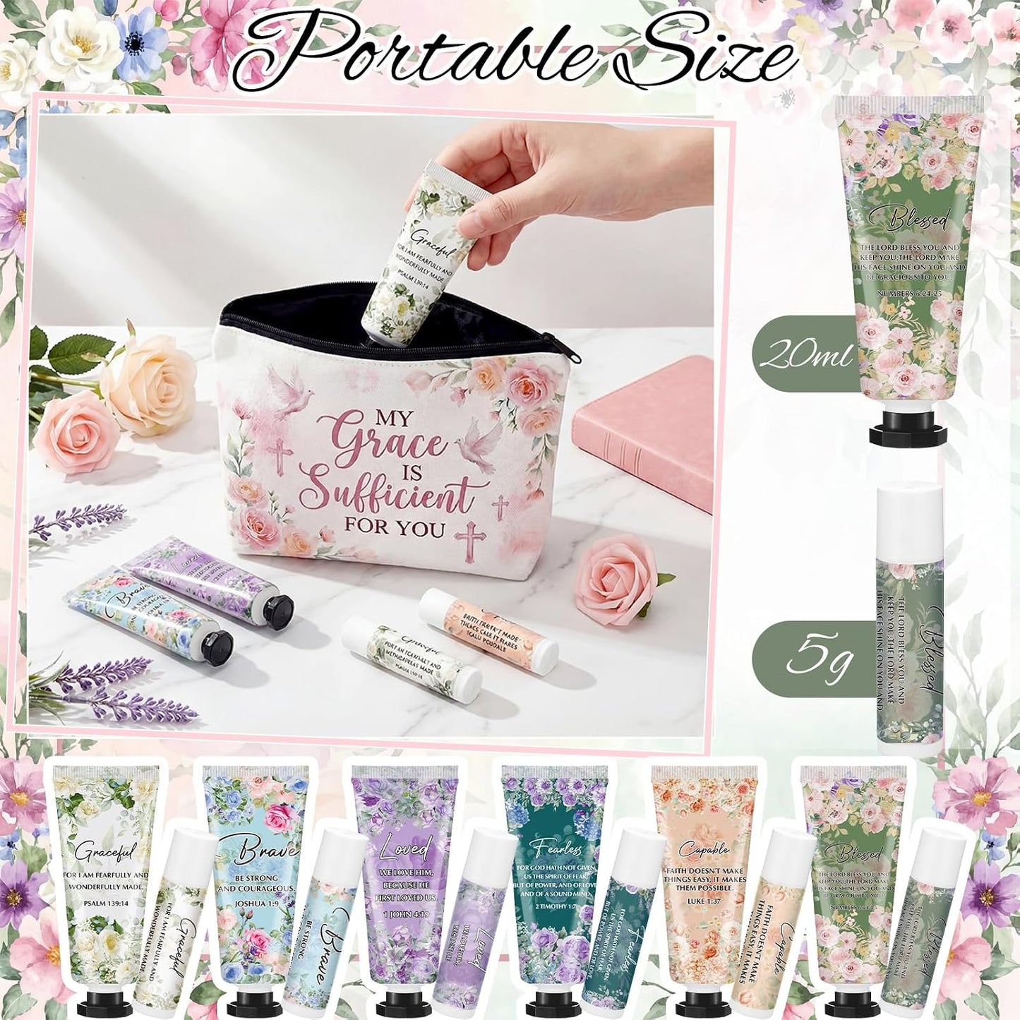 Christian Hand Cream & Lip Balm Gift Set - 6 Travel Size Sets | Perfect for Graduation & Mother's Day