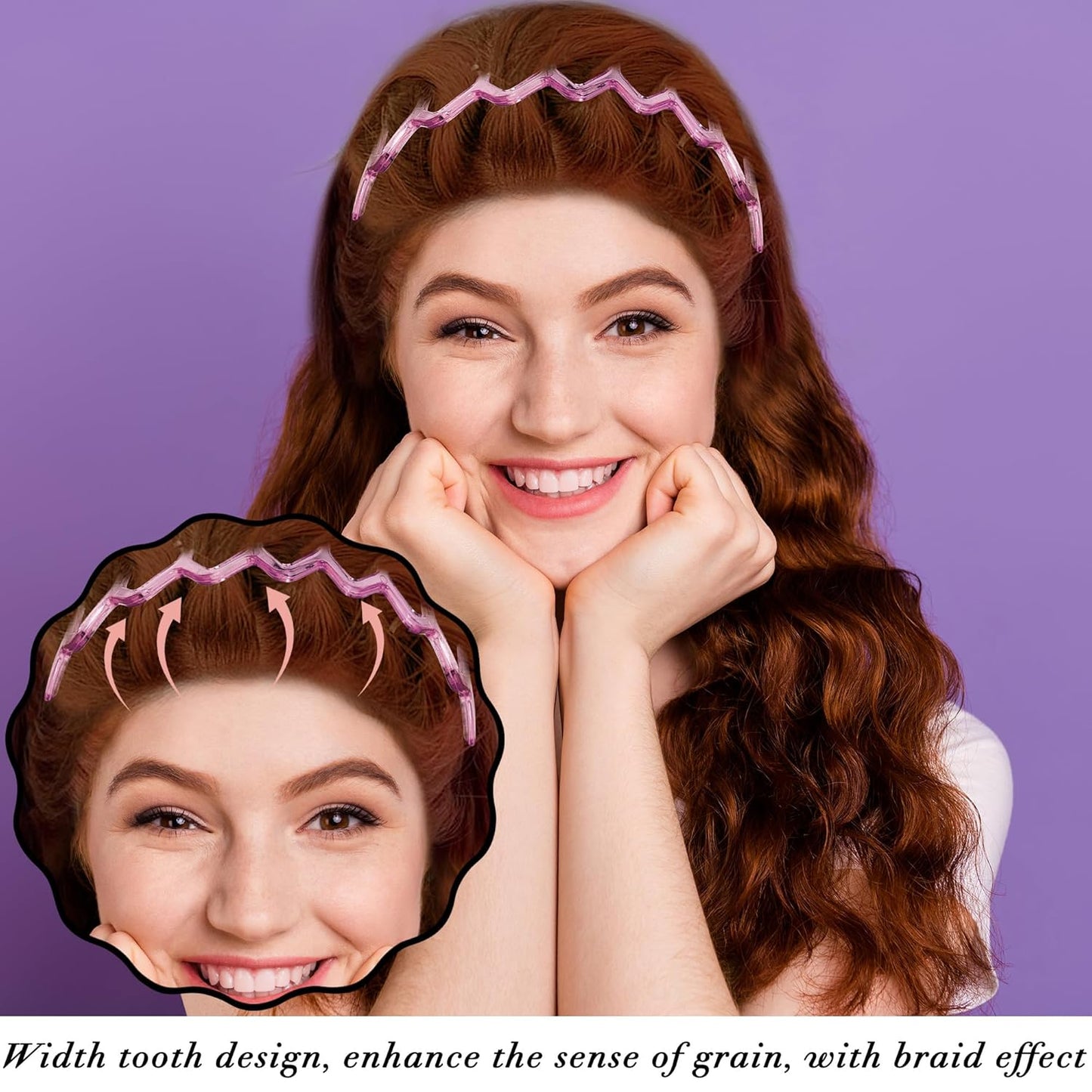 Duufin 12-Piece Zig Zag Headband Set for Women | Colorful Non-Slip Plastic with Teeth