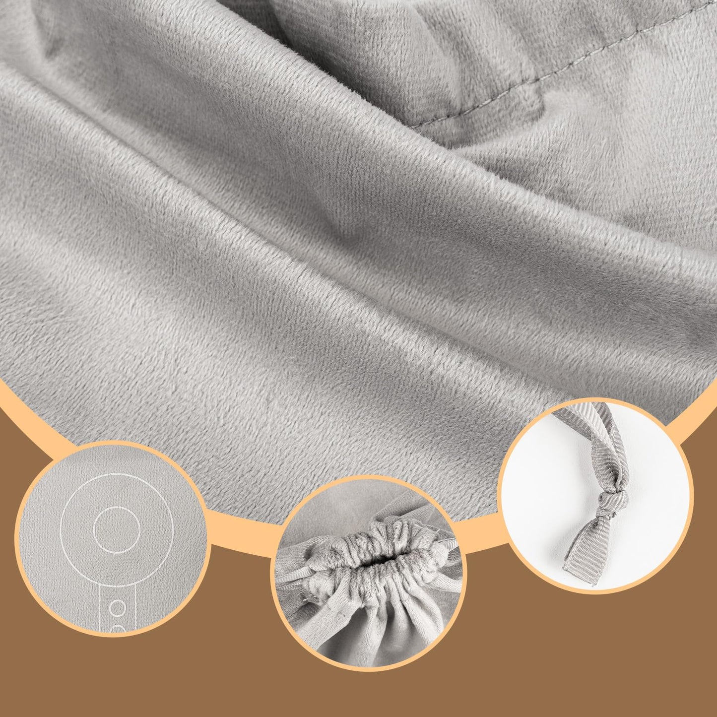 Etenpo 3 Pack Hair Dryer Bag with Double Layer, Grey Large Blow Dryer Bag for Travel and Home Storage, Heavy Duty Drawstring Hair Dryer Storage Bag for Attachments and Styling Tools (9.8" x 13")