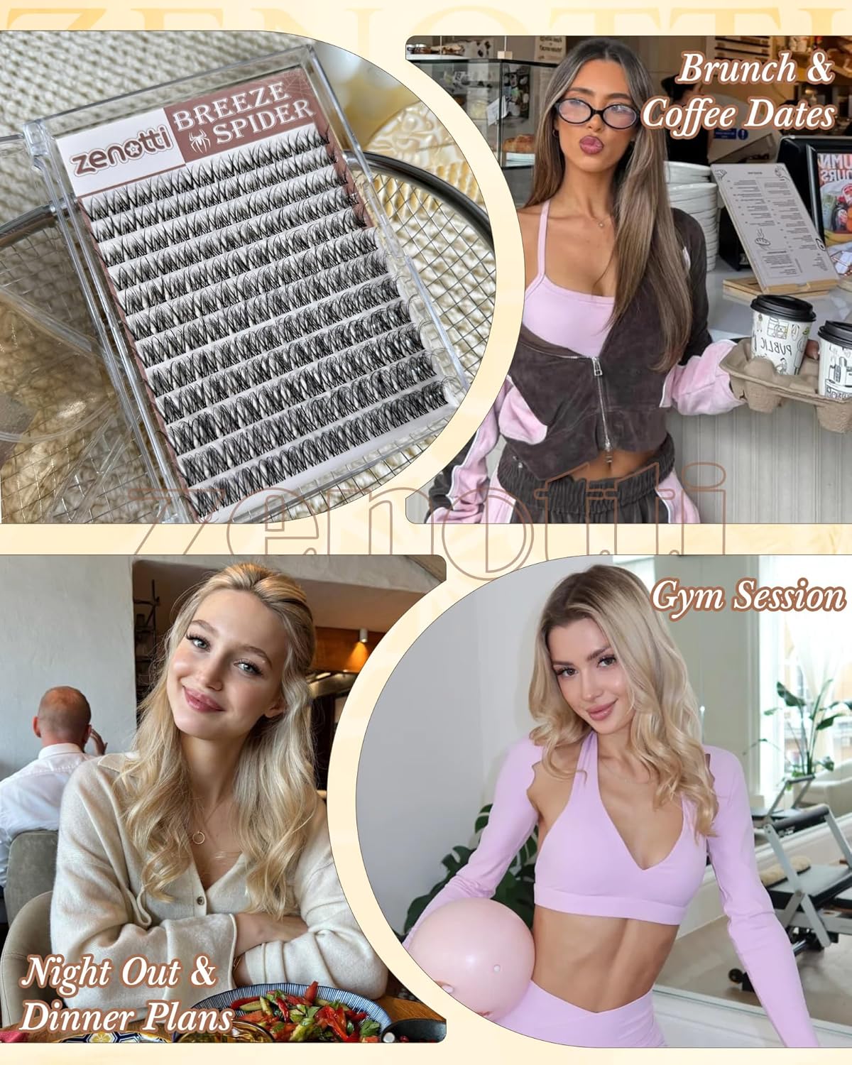 Breeze Spider Lash Clusters - Wispy DD Curl Eyelash Extensions | 10-16mm, 144PCS for Natural Daily Wear