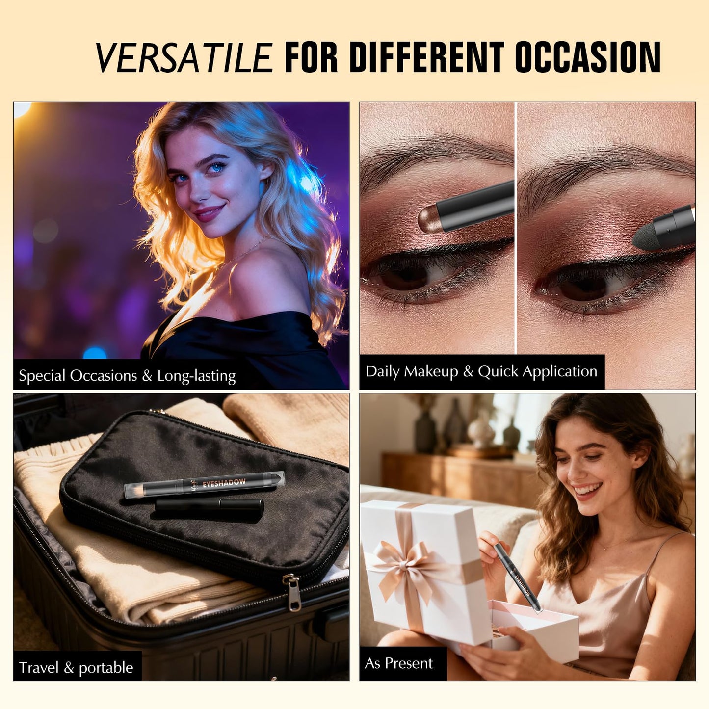Wugbc Dual-Ended Chocolate Eyeshadow Stick - Long-Lasting Cream Eye Shadow Stick Crease-Proof Matte Eyeshadow Pencil, Easily Blendable Multi-Use Neutral Eyeliner Makeup with Built-in Smudger, 13