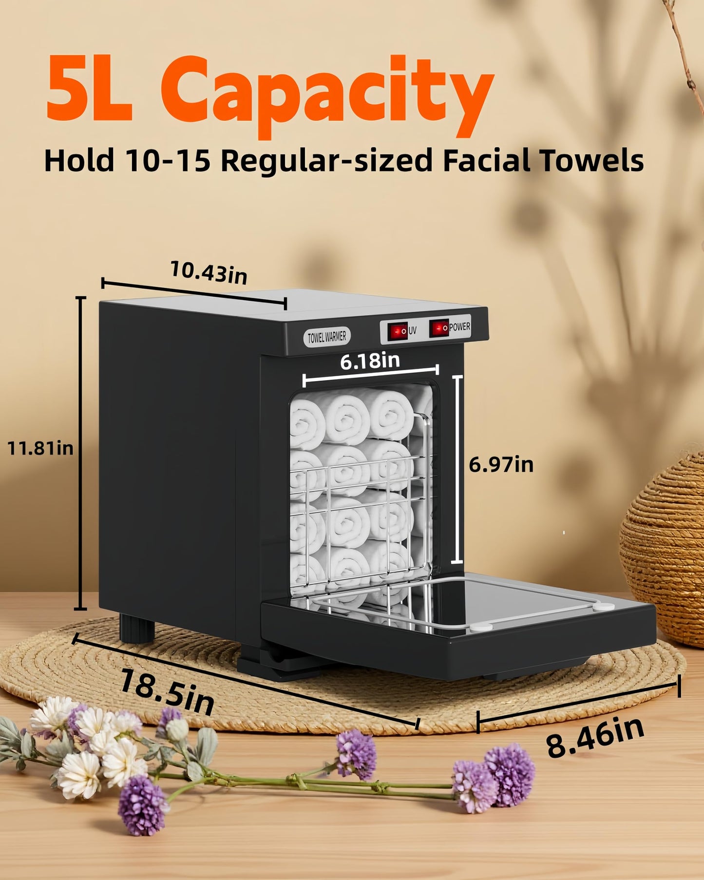 Asiakarn Towel Warmer, Hot Towel Warmers Spa, 5L Mini Towel Warmer, Small Towel Warmer for Facials.