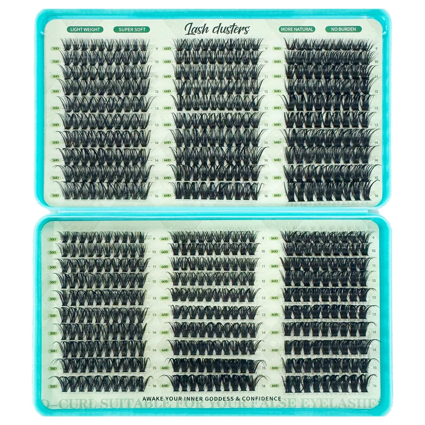 Lash Clusters Kit, 600 Pcs Eyelashes Lash Clusters D Curl 9-16mm