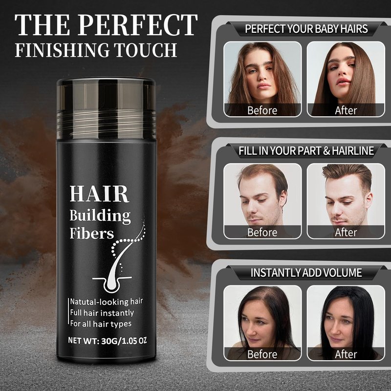 AWCCXMYM Hair Building Fibers for Thinning Instant Coverage Hair Fibers for Women & Men Natural Texture Undetectable Hair Fiber for Thickener and Fuller Look 30g #Dark Brown
