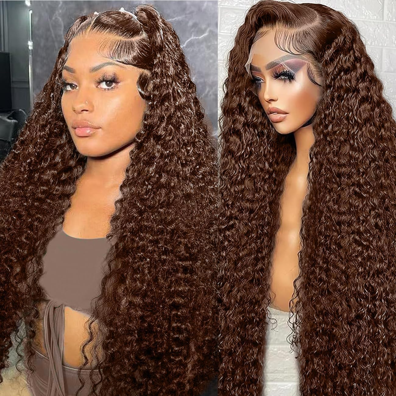 Burgundy 250 Density Human Hair Wig - 30 Inch 13x6 Deep Wave Lace Front | Pre-Plucked HD Transparent Lace Frontal for Women