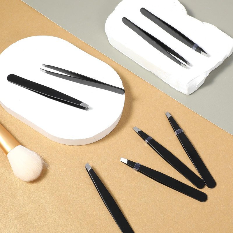 80 Pieces Eyebrow Tweezers, Stainless Steel Slanted Tip Precision Lash Tweezers Bulk For Facial Hair, Ingrown Hair, and Blackhead Removal