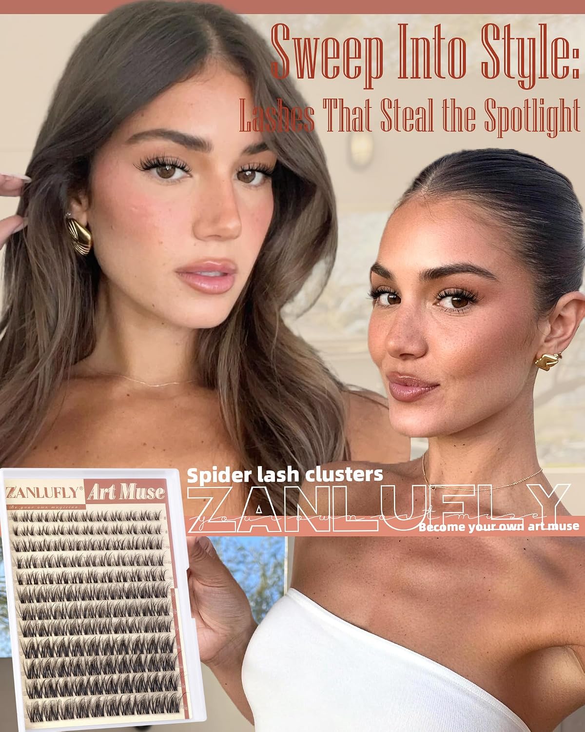 Spider Lash Clusters - Natural Wispy Eyelash Extensions | Light & Fluffy 8-16mm D Curly Lashes