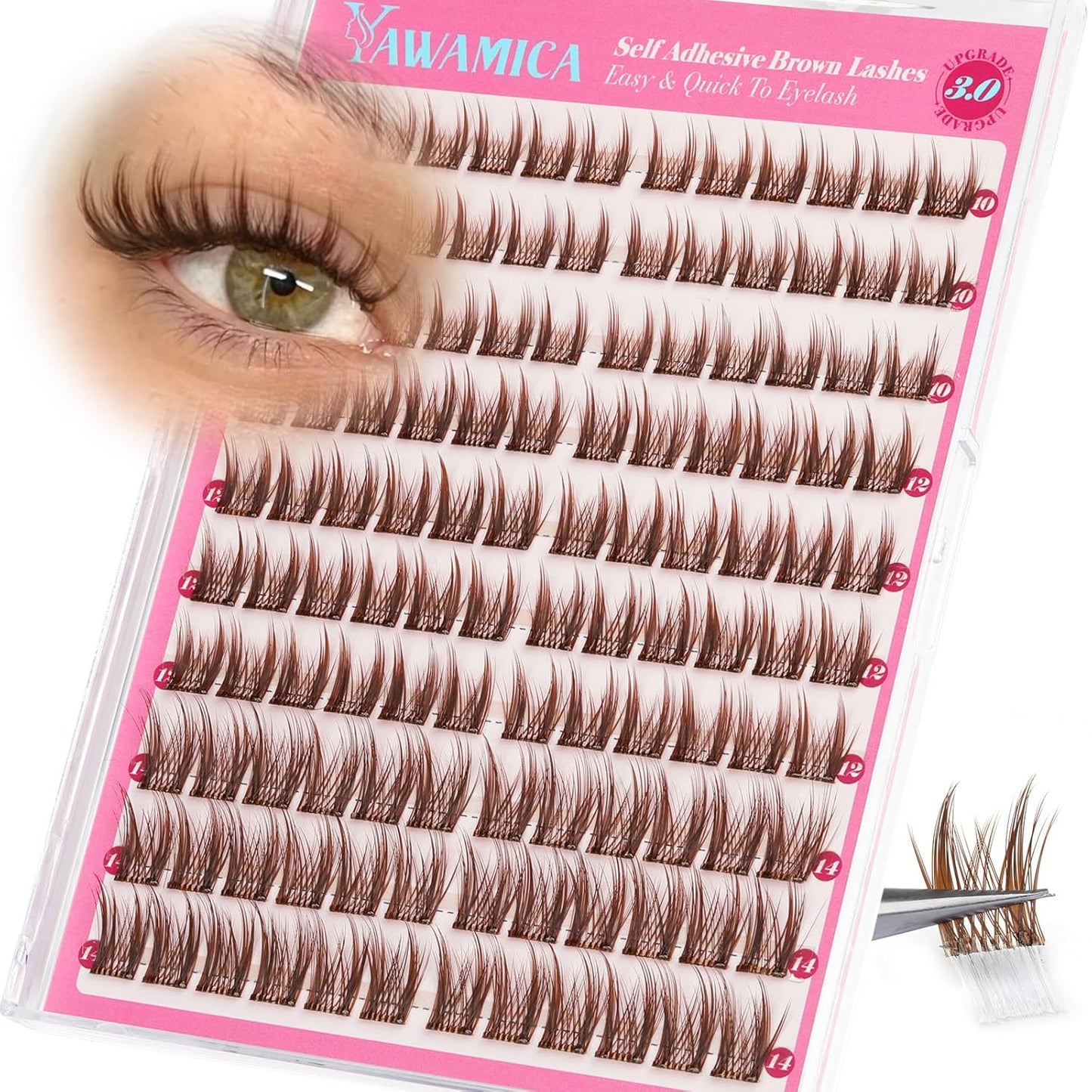 Natural Lash Clusters - Wispy Eyelash Extensions with Invisible Band | C Curl, 10-16mm, Easy DIY Application