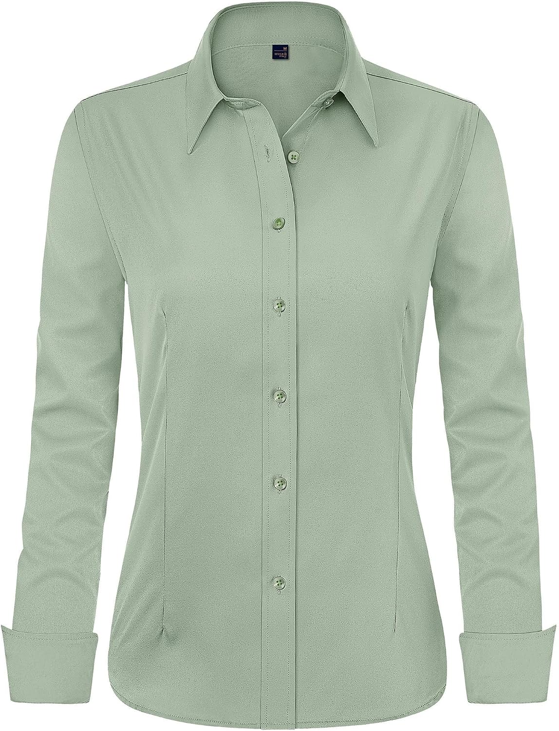 J.VER Women's Long Sleeve Dress Shirt - Wrinkle-Free Business Casual Blouse for Office Work