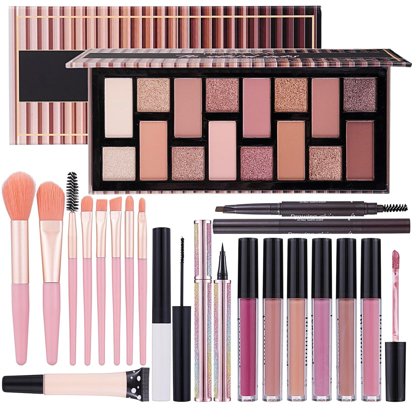 Teen Makeup Kit for Girls - Complete Eyeshadow Palette, Eyeliner, Brushes & Lipgloss Set | Perfect Gift for Women