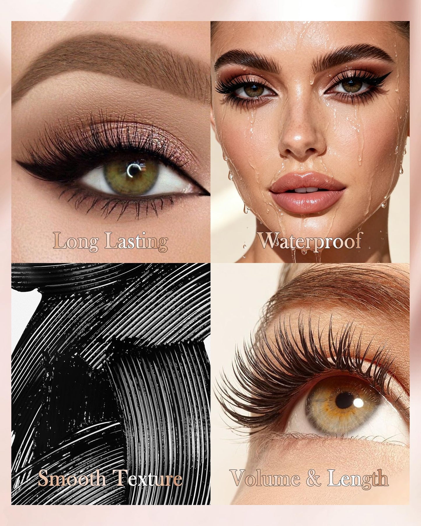 Purple Waterproof Mascara, 5D Silk Fiber, Tubing Mascara Volume and Length