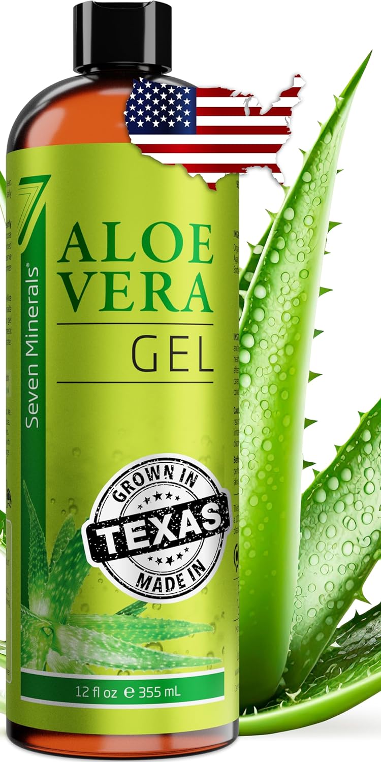Organic Aloe Vera Gel - 100% Pure & Vegan - 12oz for Face, Skin, Hair & Sunburn Relief | Texas Grown