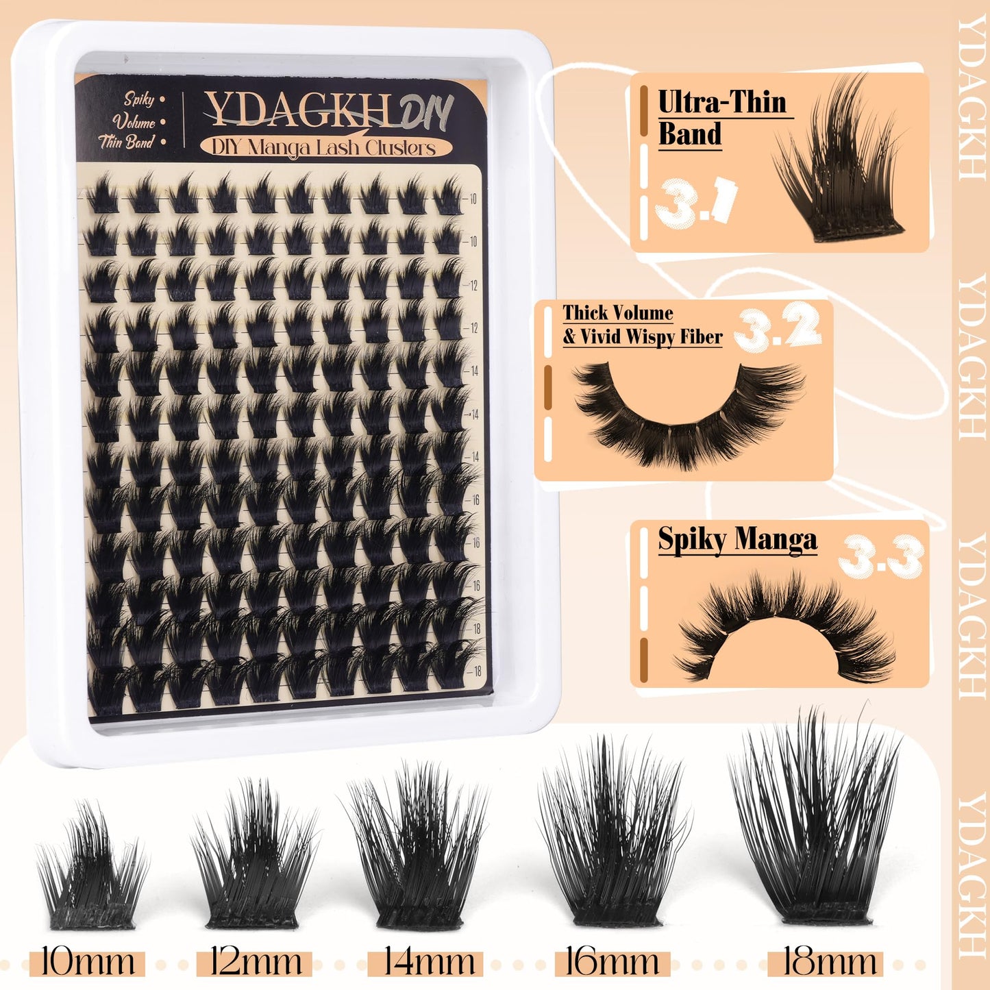 Manga Lash Clusters with Spikes Thick Volume Eyelash Clusters Wispy Spiky Lash Extension Fluff 10-18mm Anime Cluster Eyelash Extensions DIY Mega Eyelash Extension 120Pcs by YDAGKH