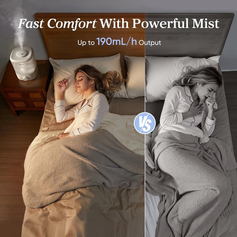 LEVOIT Top Fill Humidifier - 2.5L Quiet Cool Mist for Large Rooms | Easy to Clean, Auto Shut-Off, Ideal for Baby Nursery & Plants