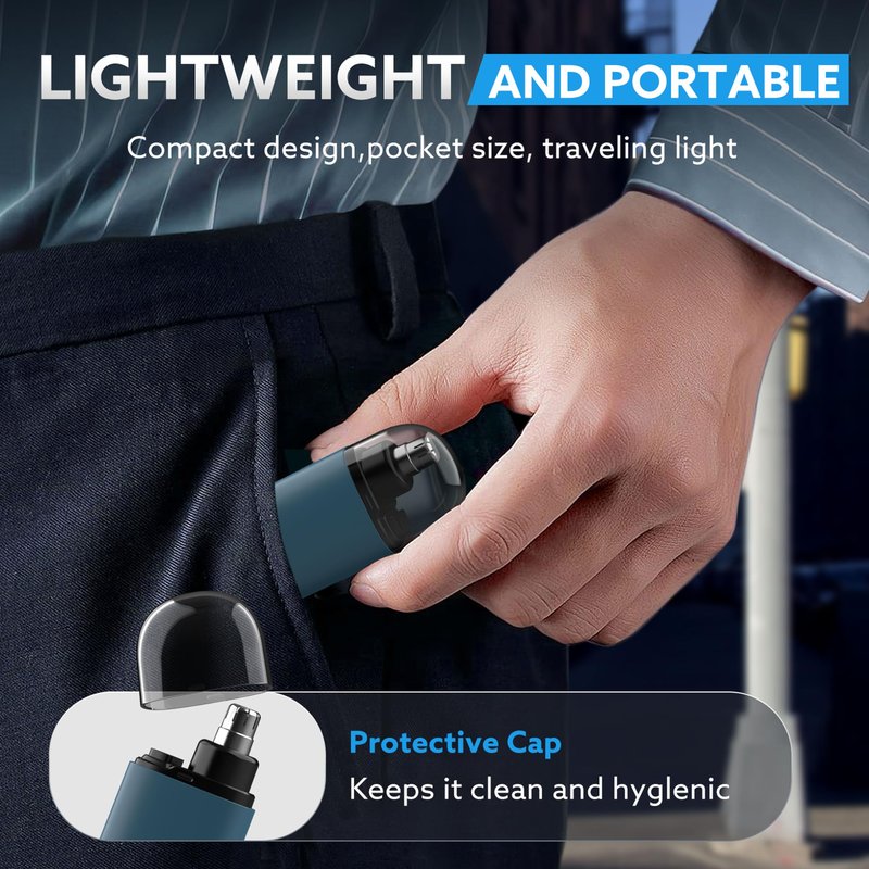 SYFUO Nose Hair Trimmer for Men,Portable Painless Ear and Nose Hair Trimmer USB Rechargeable,Nose Trimmer Women with 9000 RPM,360° Rotating Waterproof Dual Edge Blades(Blue)