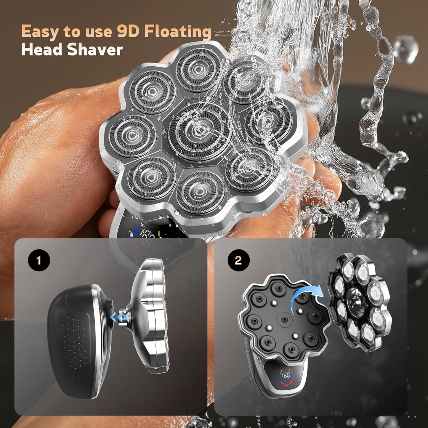 Electric Razor for Men - 9D Floating Head Shaver with Wet & Dry Function | 5-in-1 Body Groomer