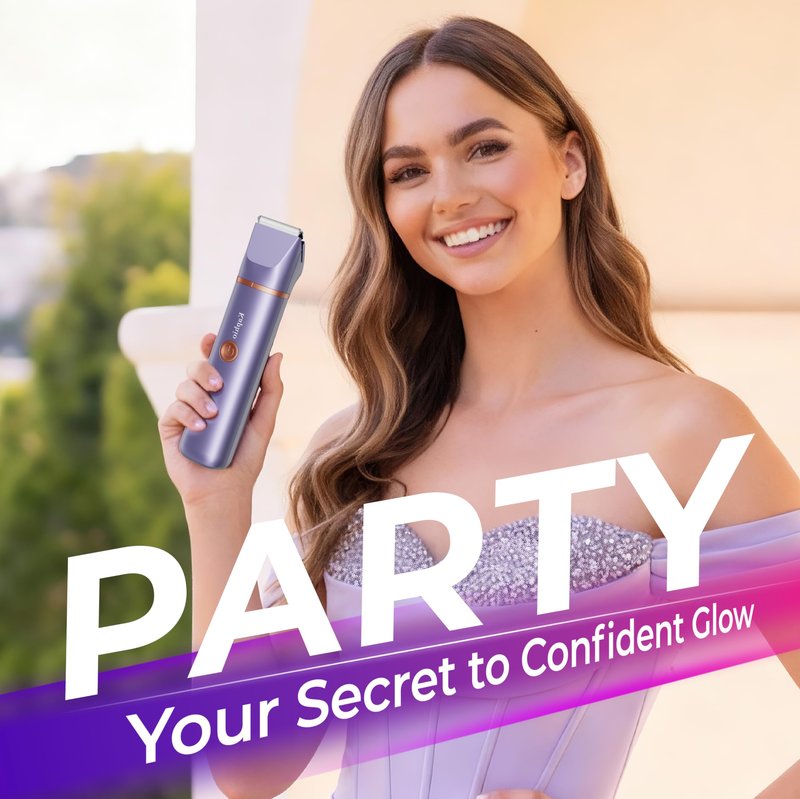 Bikini Trimmer for Women with Dual Head - IPX7 Waterproof & Painless Eletctric Razors for Public Hair - Eletric Shaver for Underarm Leg Body (Purple-Gold)
