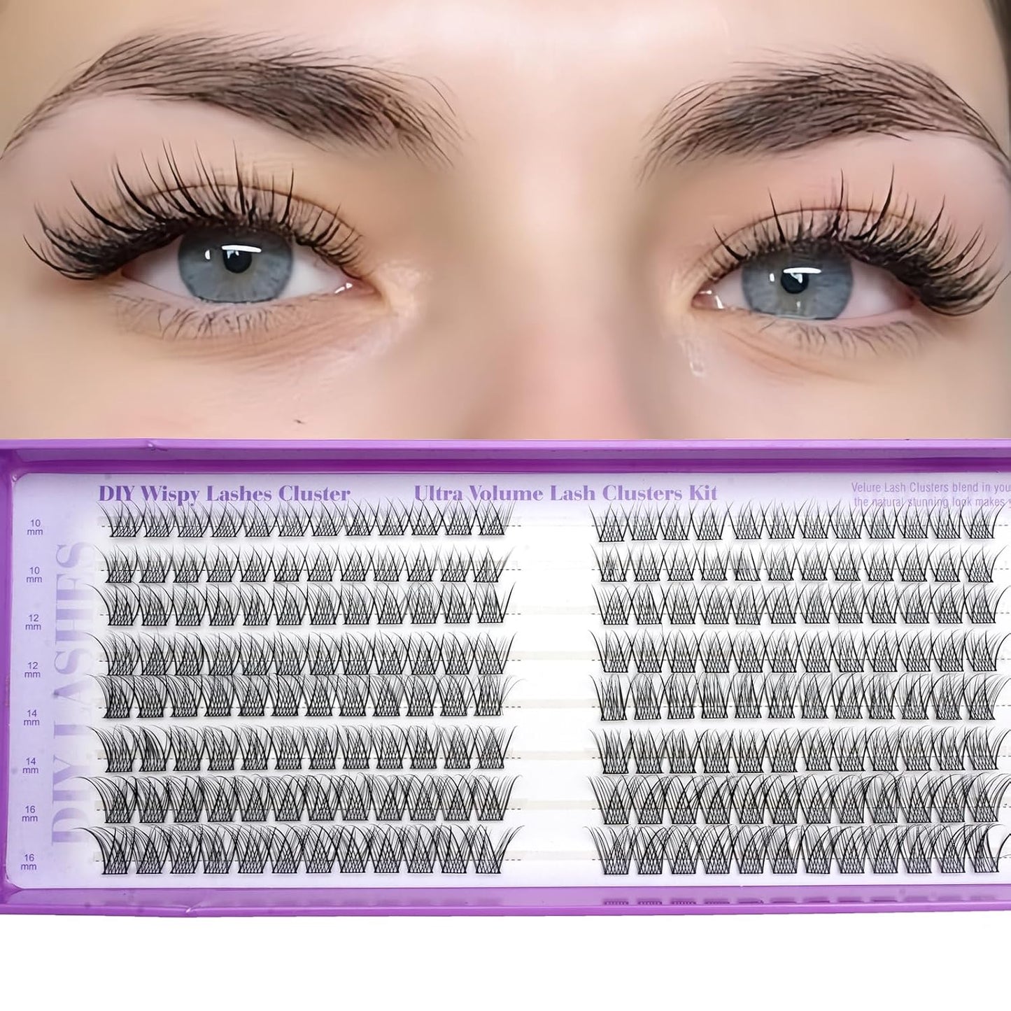 Natural Lash Cluster Eyelash Extensions Kit - 320 Pcs C Curl 10-16mm Fluffy False Lashes | DIY Beginner-Friendly Set with Bond Seal, Remover & Tweezers