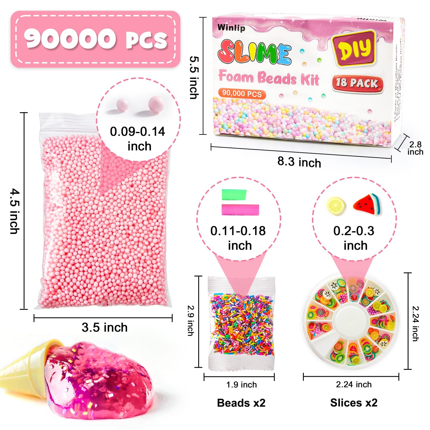 Pastel Foam Balls for Slime, 18 Pack 0.09-0.14 inch Balls Mini Small Assorted Beads Homemade Arts DIY Crafts Supplies for Wedding Party Christmas New Year Decoration