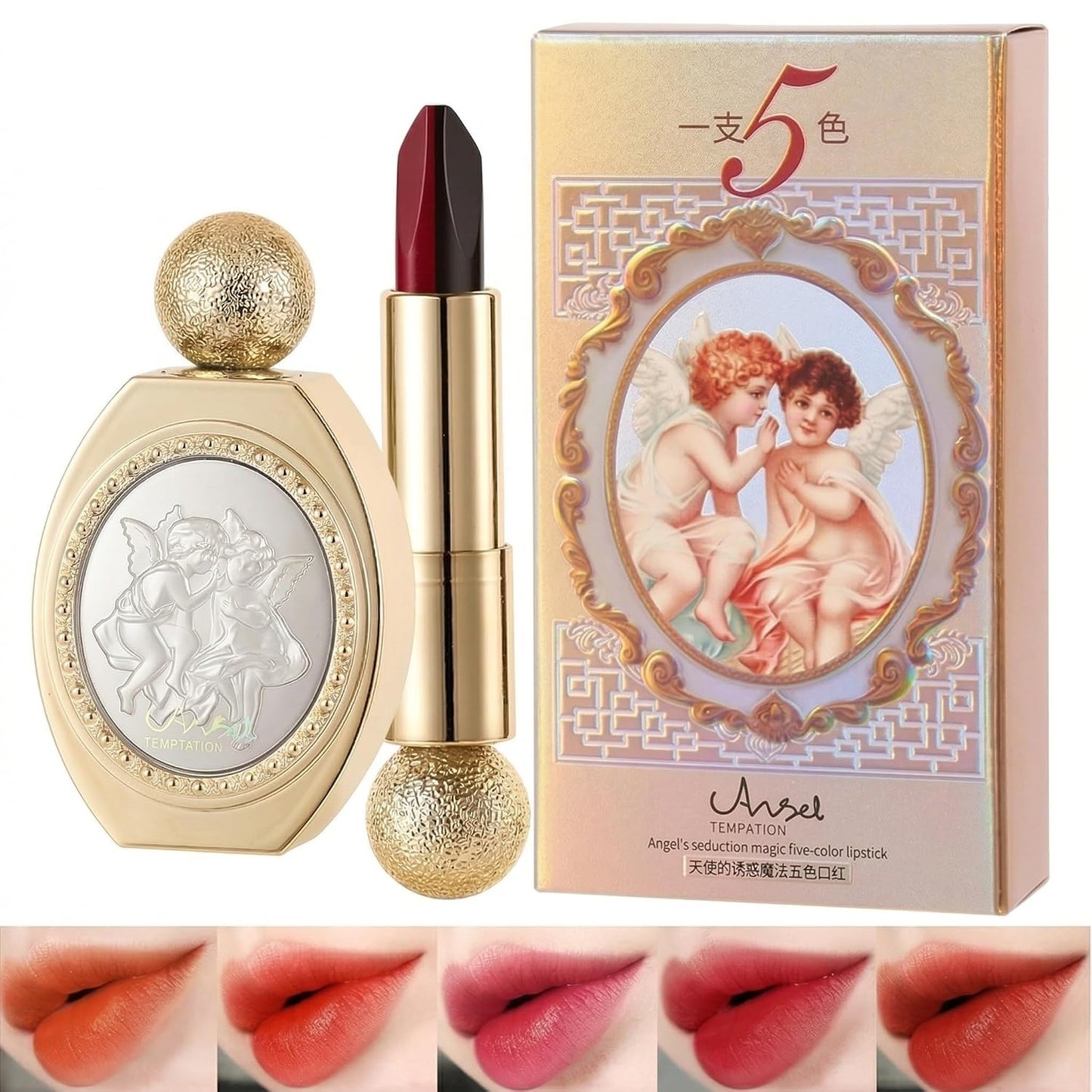 5-in-1 Multicolor Lipstick for Women - Highly Pigmented & Moisturizing | Long-Lasting Glossy Finish