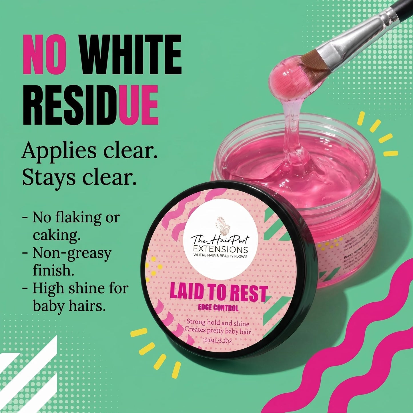 The Hairport Extensions Laid to Rest Edge Control Gel for 4C Kinky Coily Hair, Extra Hold Edge Gel, High Hold Braiding Formula, Smooth Baby Hair, No Residue, No Frizz, Long Lasting - 150ml