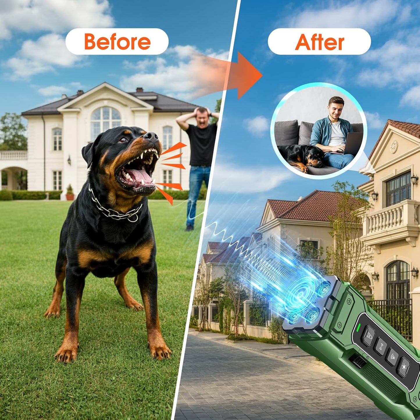 Dog Bark Deterrent Device - Ultrasonic Anti-Barking Tool | 50ft Range, Rechargeable & Safe for Training
