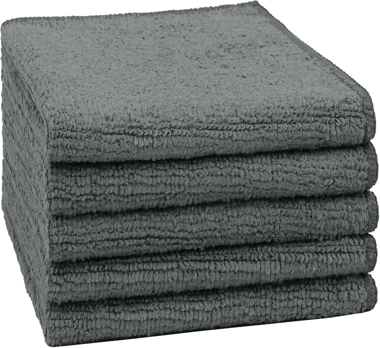 Microfiber Washcloths 20 Pack - Soft, Quick-Dry Face & Hand Towels for Travel, Gym, Spa | 11.5"x11.5", Black