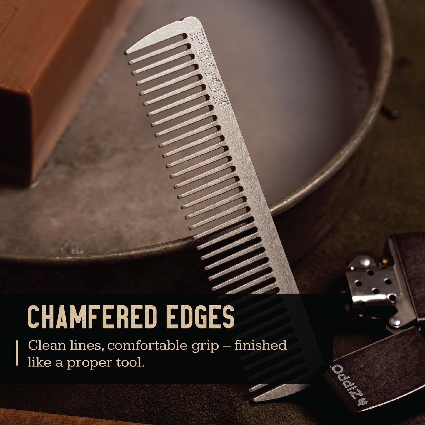 Proof Aluminum Metal Comb - CNC-Machined 6061 Aluminum Metal Hair Comb with Montana-Sewn Leather Case, Rust-Proof, Dent-Resistant, Durable & Travel-Ready Pocket Grooming Tool - Made in USA