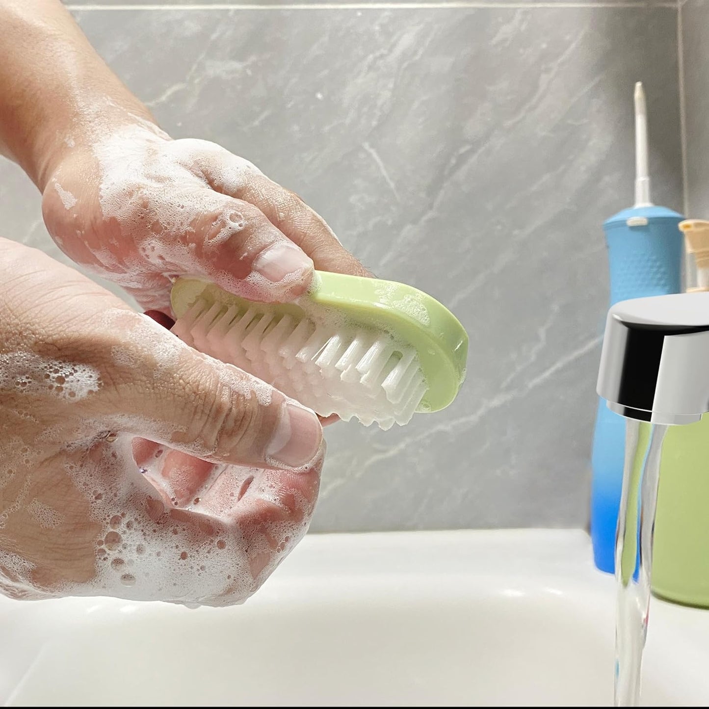Nail Brush for Cleaning Fingernails - 2-Sided Scrub Brush with Soft & Stiff Bristles | 4-Pack for Men, Women & Kids