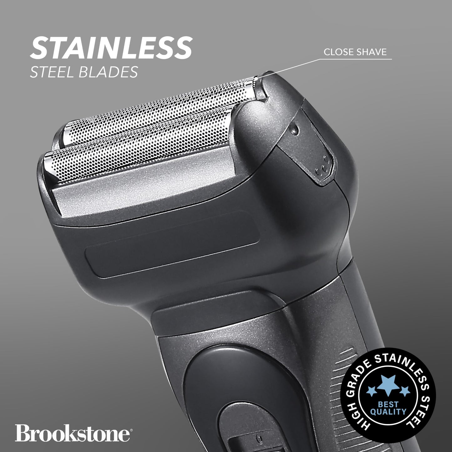 Brookstone - Electric Razor for Men, Foil Shaver, Precision Foil Blades, Comfortable Close Shave, Professional Quality (Black)