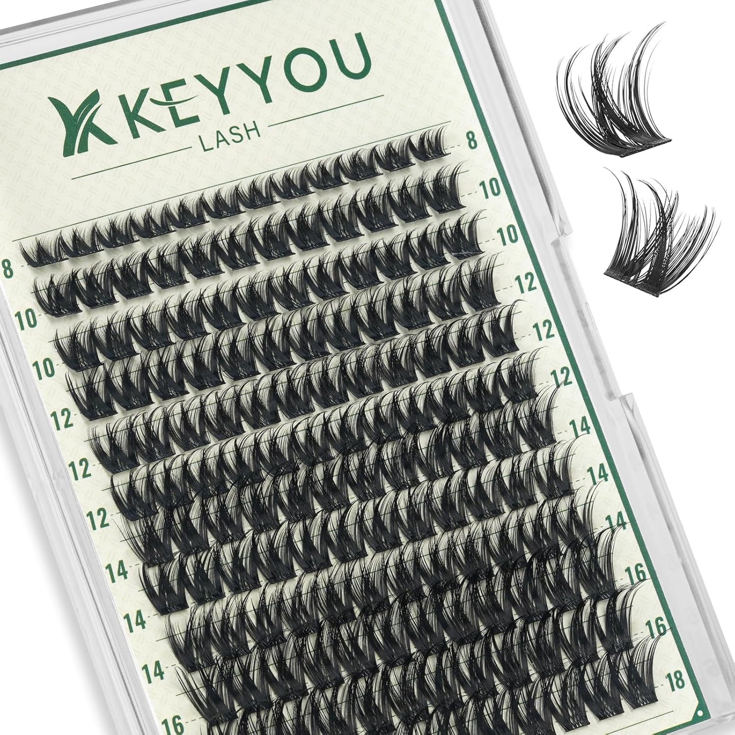 KEYYOU 3D Eyelash Clusters - 280pcs Wispy Volume Lashes | 80D D Curl, 9-18mm Mix