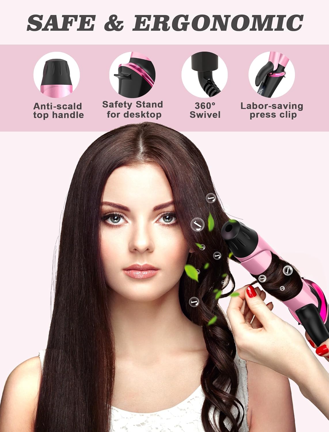 Mini Curling Iron - Travel-Friendly 1 Inch Dual Voltage with Auto-Off & Anti-Scald Cover | Perfect for Short Hair