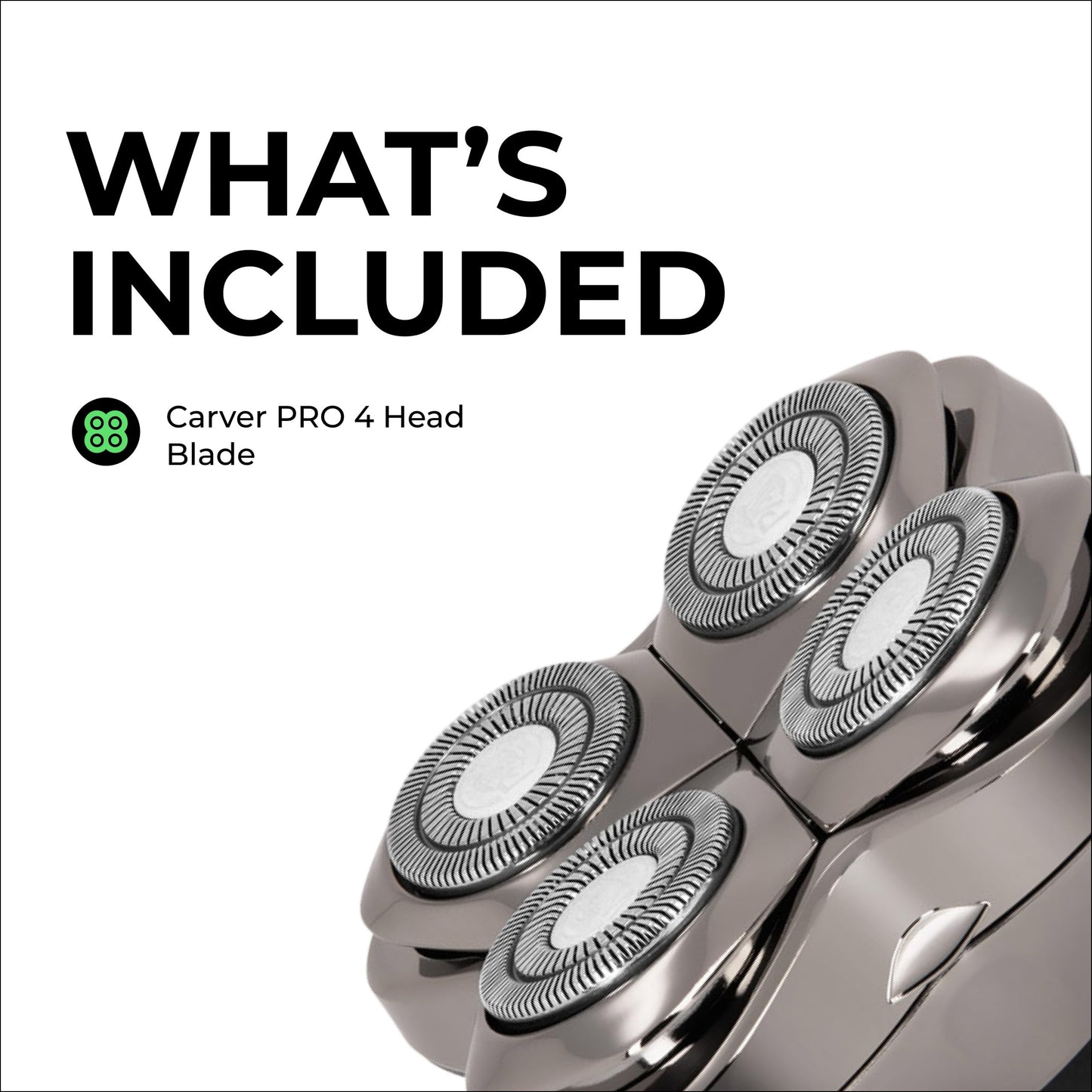 Skull Shaver Carver PRO 4 Head Replacement Blade - Shaver Blade for Wet & Dry Shaving - Rotary Heads Design - Japanese Stainless Steel - Compatible with Pitbull, Palm & Butterfly Kiss Shavers