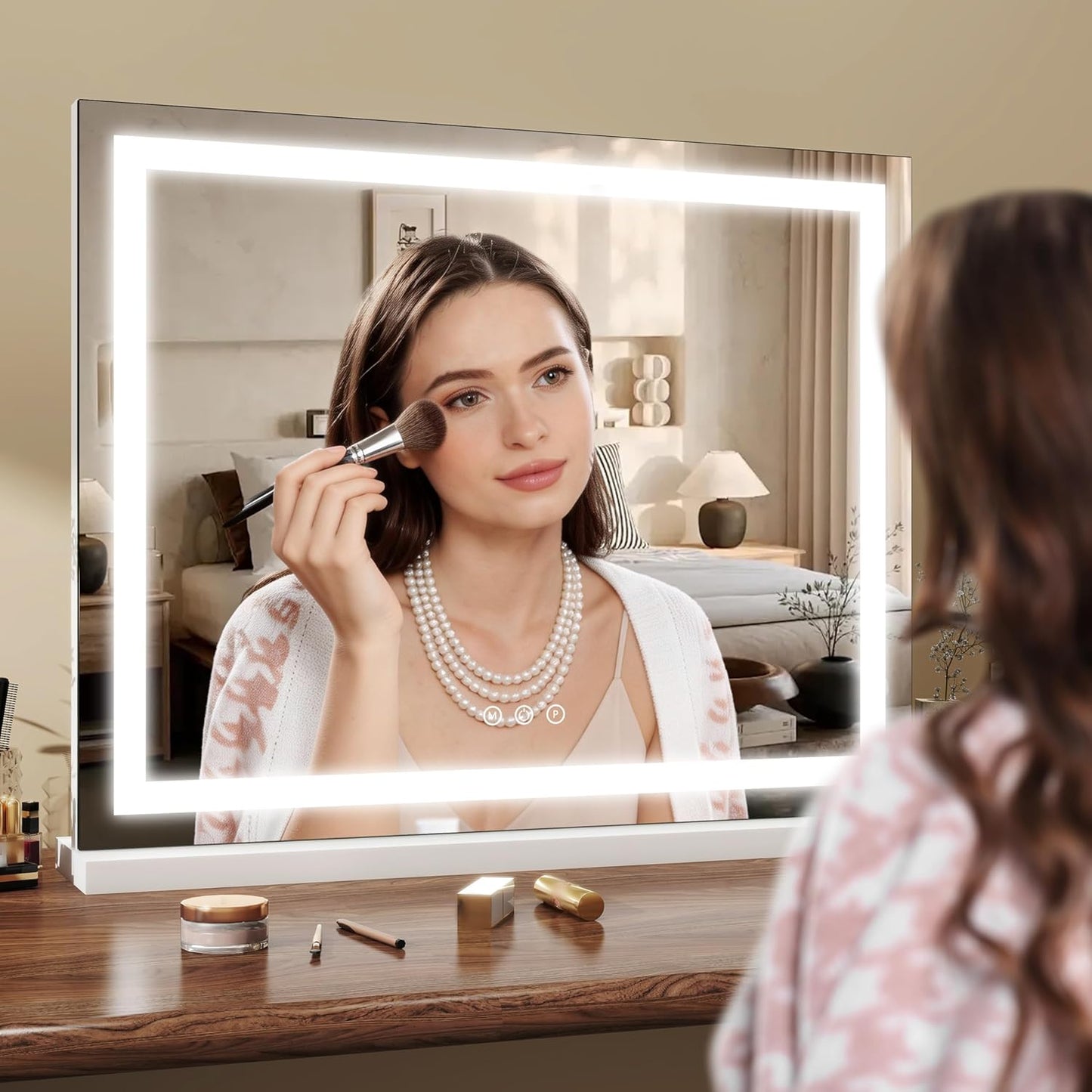Lighted Vanity Mirror - 23x18 Inch Dimmable LED with Touch Control | Large Makeup Mirror for Dressing Room