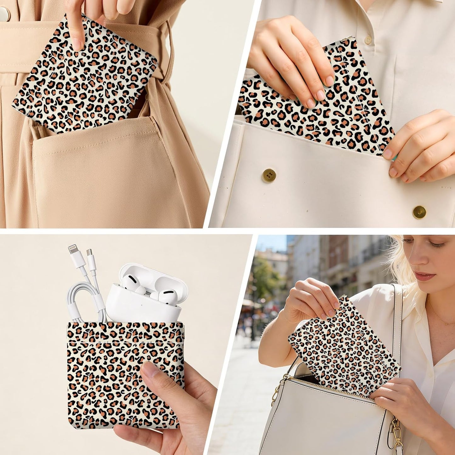 Leopard Print Makeup Bag Set - 2 PCS PU Leather Cosmetic Organizer | Portable Travel Pouch for Women