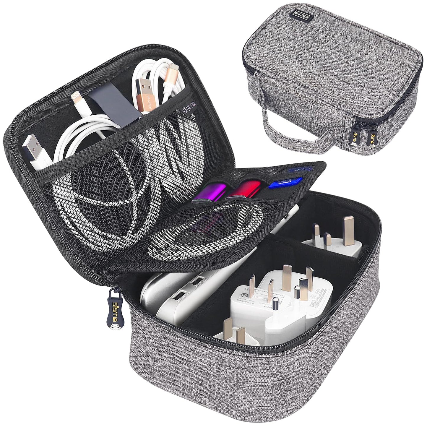 Sisma Travel Cords Organizer Universal Small Electronic Accessories Carrying Bag for Cables Adapter USB Sticks Leads Memory Cards