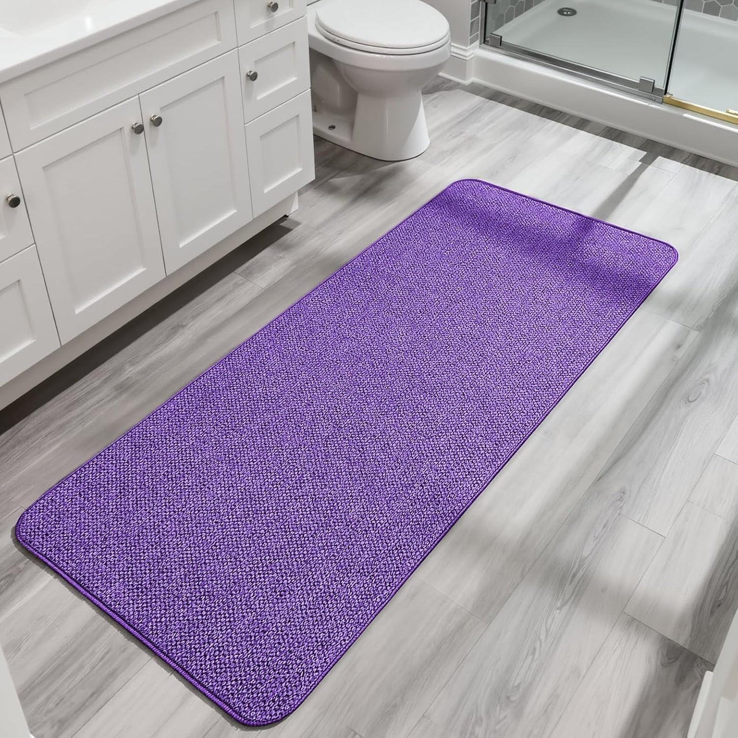 Ultra Thin Bath Mat - Non-Slip Rubber Bathroom Rug, Quick Dry & Absorbent | Grey, 1'5"x2'3" (17x27 Inch)