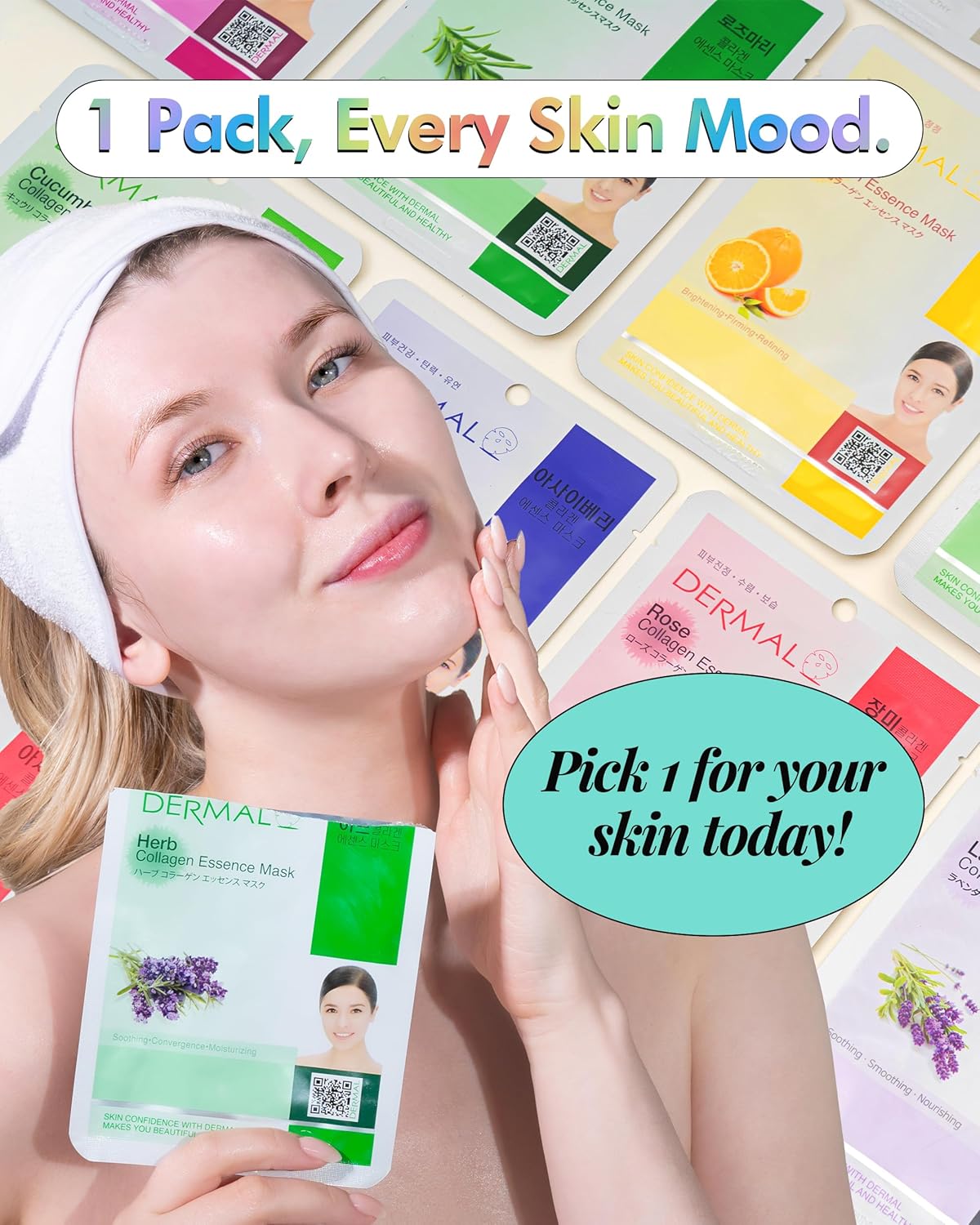 Dermal Facial Mask Combo Pack | Premium Korean Sheet Masks for Daily Skincare - 24 Masks