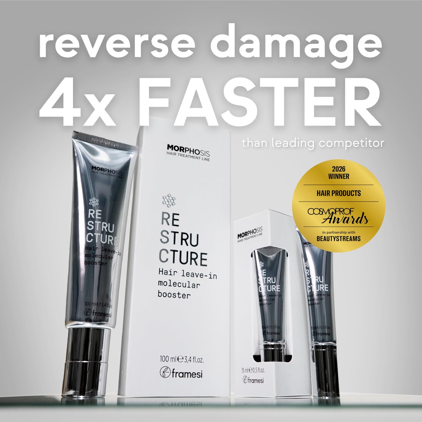 Framesi Morphosis Restructure Leave In Molecular Booster Serum - Hydrating Bond Repair Hair Treatment Detangling Leave In Conditioner for Damaged Hair & Scalp - Split End Repair - Color Safe (15 mL)