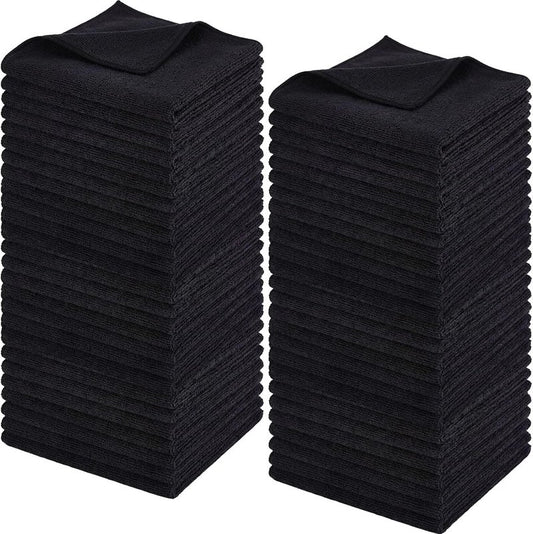 40 Pcs Cotton Wash Cloths - Soft Quick-Drying Bath Towels for Women | 12 x 12 Inch, Black