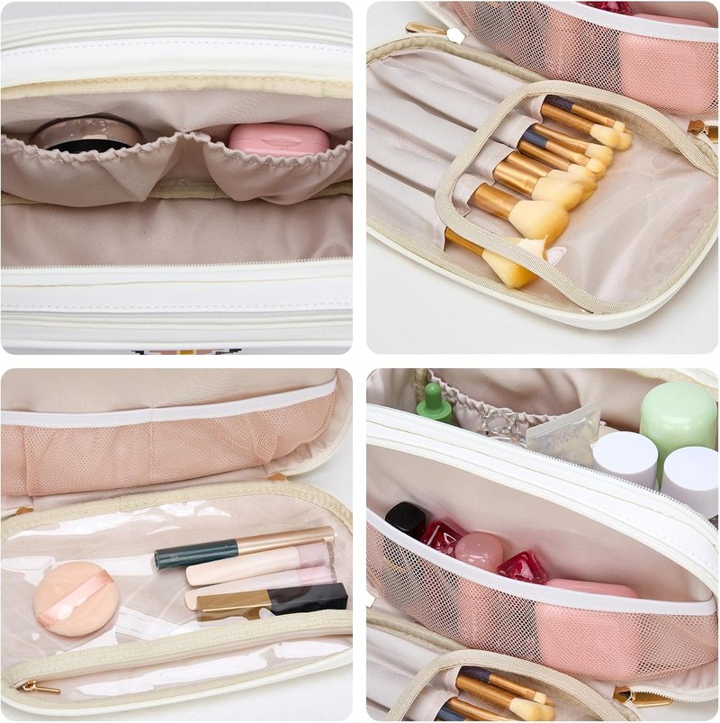 Large Makeup Bag - Portable Travel Toiletry Organizer with Divider & Handle for Women | Aztec Design